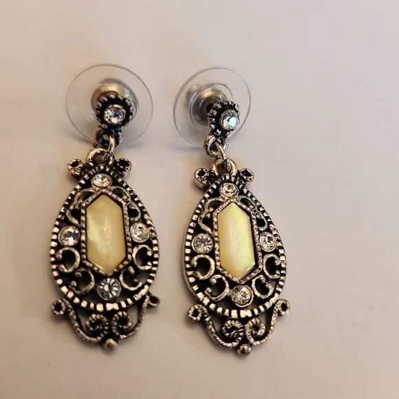 Vintage 1928 victorian style earrings crystal - Picture 2 of 5